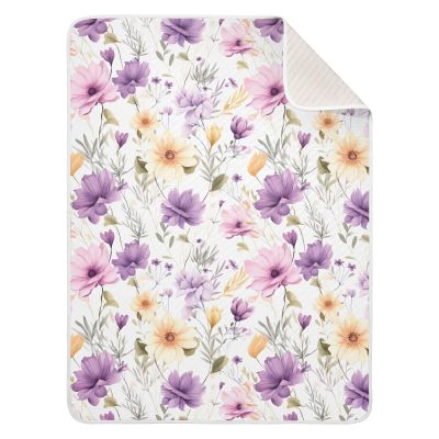 Baby Blanket for Boys Girls Watercolor Purple Yellow Wildflowers Soft Nursery Shower Receiving Blanket Comfortable Crib Stroller Nursery Swaddle Cover Toddler Kids Birthday New Mom Gift 30X40 in
