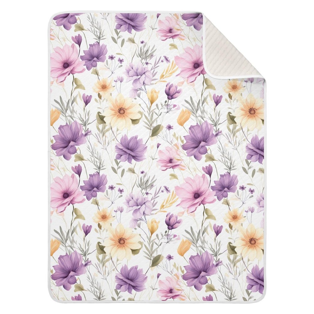 Baby Blanket for Boys Girls Watercolor Purple Yellow Wildflowers Soft Nursery Shower Receiving Blanket Comfortable Crib Stroller Nursery Swaddle Cover Toddler Kids Birthday New Mom Gift 30X40 in