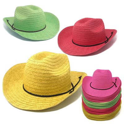 Podzly 72 Pieces 24" Straw Cowboy Hats - Western Style for Men & Women - Country Accessories for Cowgirl, Concerts, Birthdays & More - Multicolored