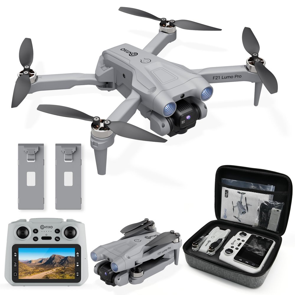 Contixo F21 Pro Drone with Dual Camera, 30 Min Flight Time With 2 Batteries, 4.3" Screen Remote, Obstacle Avoidance, Optical Flow Hover, 2.4GHz FPV, Altitude Hold, 3D Flip Drones For Adult Teenager