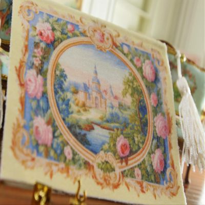 1:12 Beautiful Dollhouse Miniature Aubusson Tapestry Castle in Rose Garland