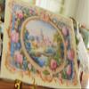 1:12 Beautiful Dollhouse Miniature Aubusson Tapestry Castle in Rose Garland view 1