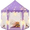 KIXINWA Purple Princess Tent for Girls, Kids Play Tent with LED Large Star Lights, Castle Playhouse Tent for Children Toddlers Indoor Outdoor Games, 5553 Inches view 1