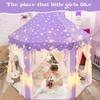 KIXINWA Purple Princess Tent for Girls, Kids Play Tent with LED Large Star Lights, Castle Playhouse Tent for Children Toddlers Indoor Outdoor Games, 5553 Inches view 2