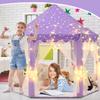 KIXINWA Purple Princess Tent for Girls, Kids Play Tent with LED Large Star Lights, Castle Playhouse Tent for Children Toddlers Indoor Outdoor Games, 5553 Inches view 3