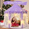 KIXINWA Purple Princess Tent for Girls, Kids Play Tent with LED Large Star Lights, Castle Playhouse Tent for Children Toddlers Indoor Outdoor Games, 5553 Inches view 4