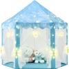 KIXINWA Frozen Princess Tent for Girls, Kids Play Tent with LED Large Snowflake Lights, Castle Playhouse Tent for Children Toddlers Indoor Outdoor Games, 5553 Inches view 1