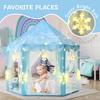 KIXINWA Frozen Princess Tent for Girls, Kids Play Tent with LED Large Snowflake Lights, Castle Playhouse Tent for Children Toddlers Indoor Outdoor Games, 5553 Inches view 2