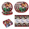 41Pcs Demon Slayers Party Supplies include 20 plates, 20 napkins for De Slayers 1 Tablecloth Birthday party Decoration view 1