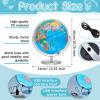 Amylove 13'' Illuminated World Globe for Adults 720/360 Rotation Rewritable Light Up Globe with Stand World Map for Interactive Learning Light with Base Lamp LED Decor(Metal,Practical) view 2
