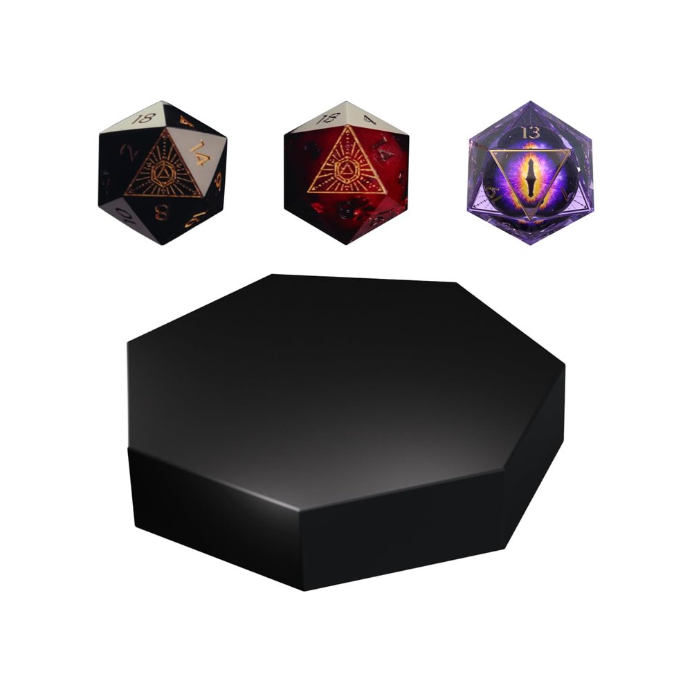 Ascendice - Floating Dice for D&D (All 3 Dice & A Matte Black Base)