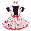 ABEWIP Baby Toddler Girl Pink Mouse Bow Knot Polka Dots Tulle Dress+Shirt Top Fancy Costume with Headband Black and Red 18-24 Months view 1