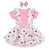 ABEWIP Baby Toddler Girl Pink Mouse Bow Knot Polka Dots Tulle Dress+Shirt Top Fancy Costume with Headband Pink 2-3 Years view 1