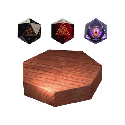 Ascendice - Floating Dice for D&D (All 3 Dice & A Real Walnut Base)