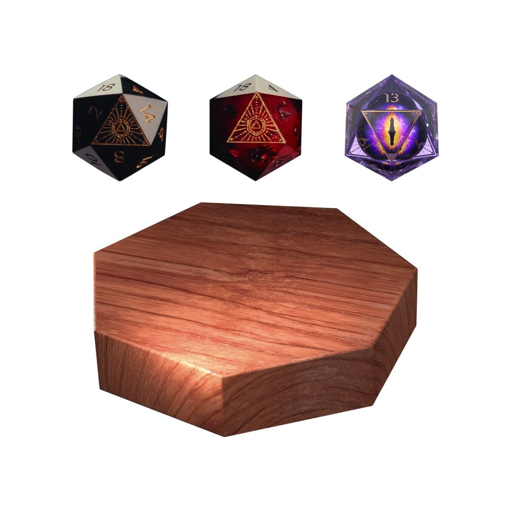 Ascendice - Floating Dice for D&D (All 3 Dice & A Real Walnut Base)
