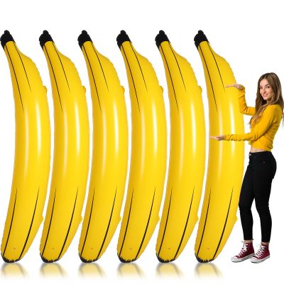 Hollowfly 6 Pcs 70 Inch Giant Inflatable Banana PVC Toy Game Bachelorette Party Decoration Balloons Fun Inflatable Banana Props for Pool Swimming Party Favors Supplies