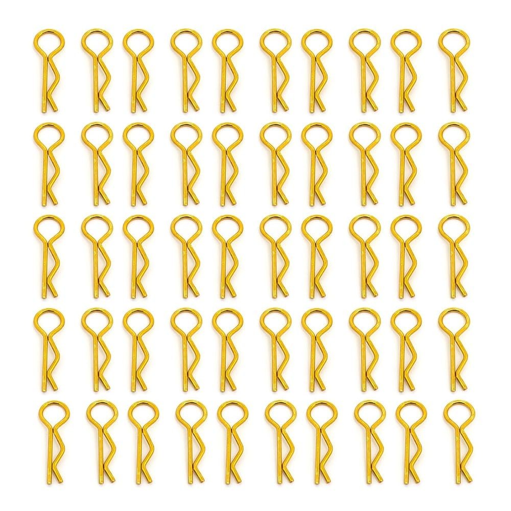 BrewJa 50PCS RC Car Metal Body Shell Clips Pins R Shape Pins Compatible with Traxxas TRX4 1/10 Model Car Multicolor RC Rock Crawler Vehicle Models (Color : Gold)