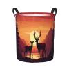 Foruidea Two Moose Laundry Basket,Laundry Hamper,Collapsible Storage Bin, Oxford Fabric Clothes Baskets,Nursery Hamper For Home,Office,Dorm,Gift Basket view 1