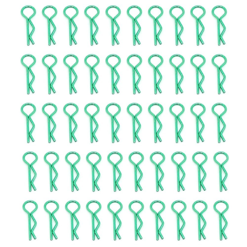 BrewJa 50PCS RC Car Metal Body Shell Clips Pins R Shape Pins Compatible with Traxxas TRX4 1/10 Model Car Multicolor RC Rock Crawler Vehicle Models (Color : Green)