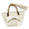 Fonowx Male Doll Outfit PU Leather Miniature Handbag 1/6 Scale Tote Bag Dollhouse Accessories Open Feature for Storage Suitable for Collectors Play, White view 1