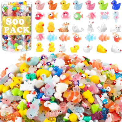 Barydat 800 Pcs Mini Resin Animals Figures Bulk Miniature Garden Accessories for Pranks Hide Party Gift Duck Tiny Resin for Crafts Micro Landscape Plant Pots(Classic)