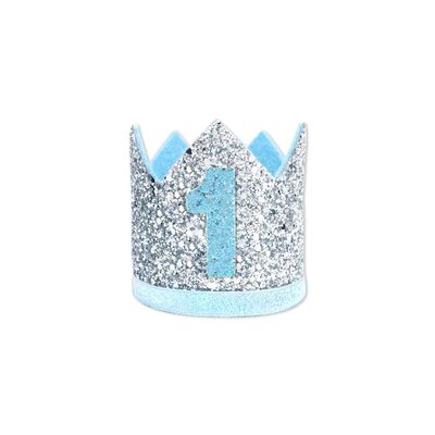 Alydppg Silver Crowns - Birthday Party Hats and Gifts for Boys and Girls (Light Blue Belt)