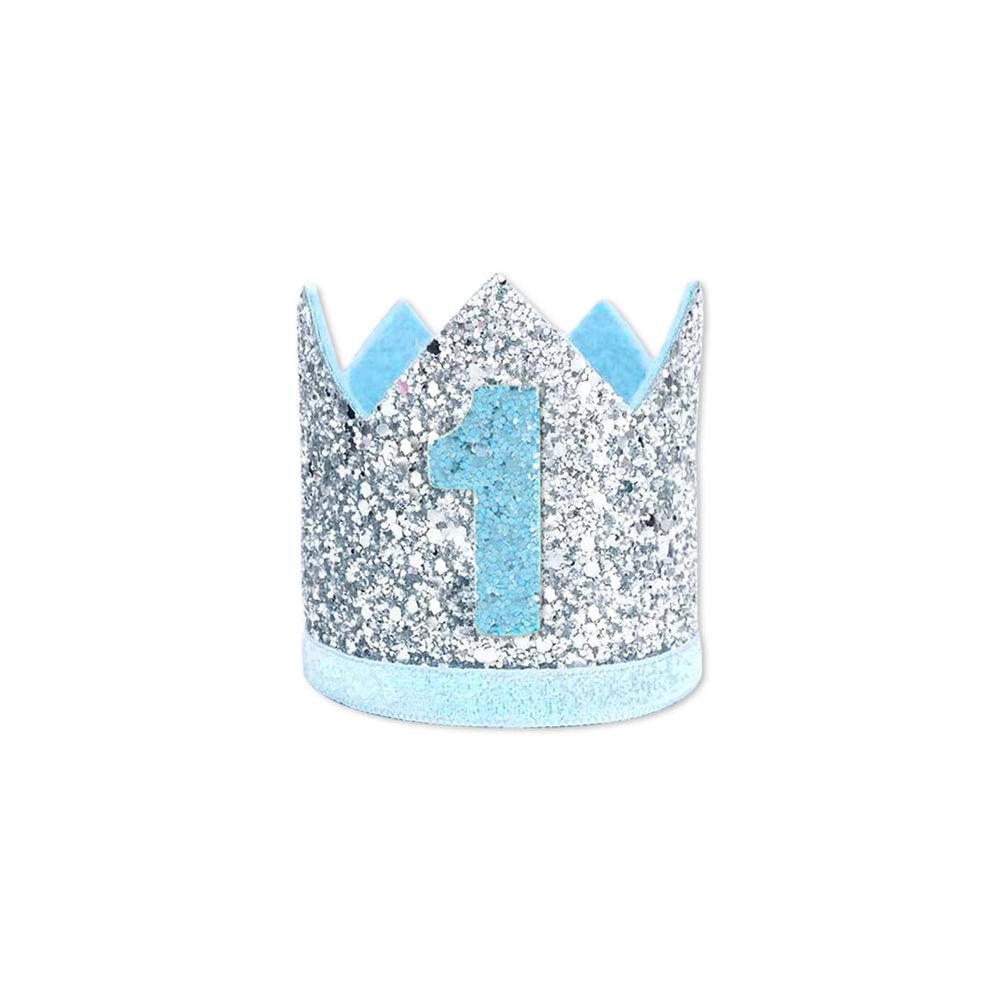 Alydppg Silver Crowns - Birthday Party Hats and Gifts for Boys and Girls (Light Blue Belt)