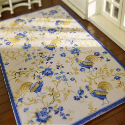 1/12 1/6 Scale Miniature Roster Roses French Aubusson Design Dollhouse Rug (5.1" X 8.2")