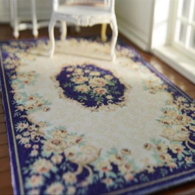 Wonderful Dollhouse Blooming Rose Bouquet Aubusson Design Contour 1/12 1/6 Rug (6.6" X 10")