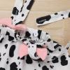 ABEWIP Baby Toddler Girl Cow Print Outfits Bow Knot Dress+Ruffle Sleeve Romper Shirt Fancy Costume with Headband Pink 0-6 Months view 4