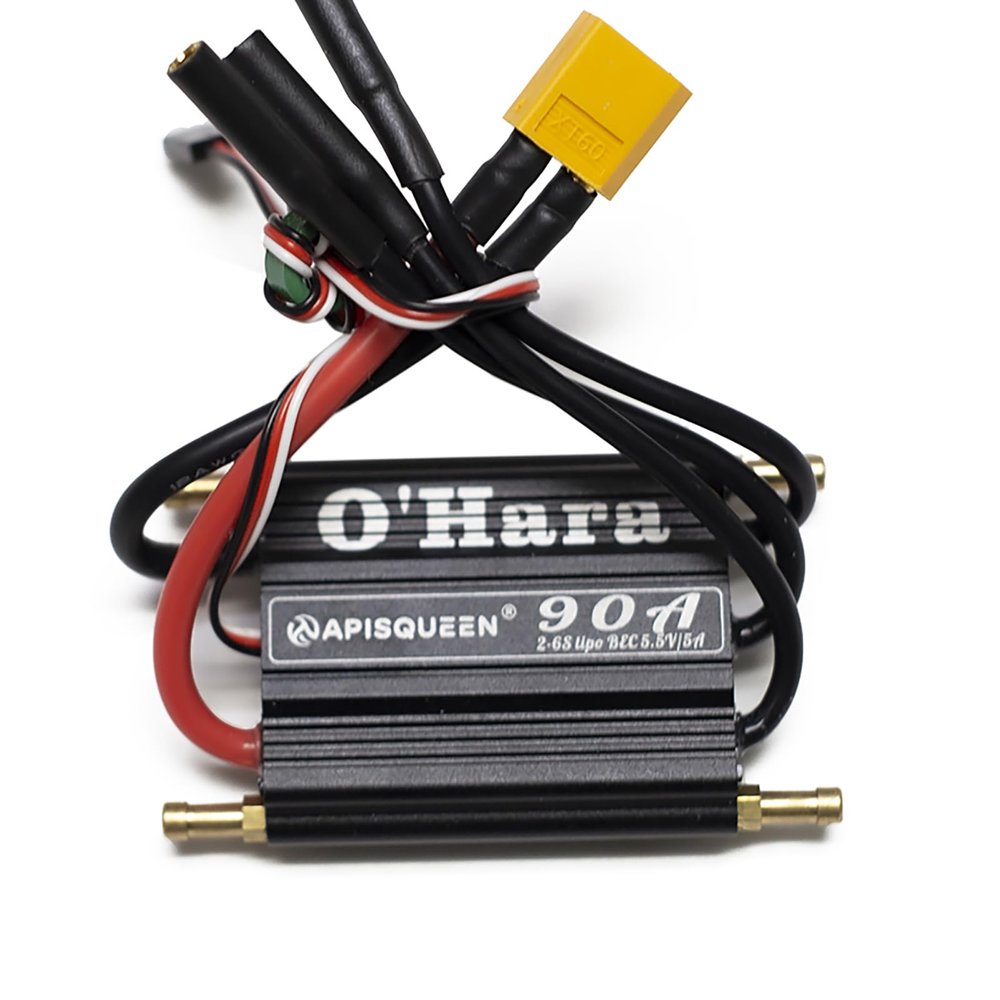 ApisQueen O'Hara 90A 2-6S LiPo ESC Waterproof Brushless Electronic Speed Controller with BEC and XT60 4.0mm Banana Head Connector for RC Boats Model Ship