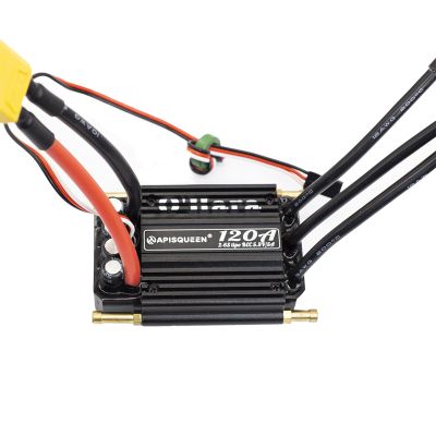 ApisQueen O'Hara 120A 2-6S LiPo ESC Waterproof Brushless Electronic Speed Controller with BEC and XT90 6.0mm Banana Head Connector for RC Boats Model Ship