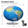 Orionstar 13" Large World Globe with Stand, Educational Globe for Kids Learning, Colorful HD World Map Details, Illuminated Globes Lamp with Stable Heavy Metal Base, Constellation view 2