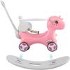 Runboll Rocking Horse for Toddlers, Baby Rocking Toy with Push Handle, Backrest & Detachable Balance Board, Riding Horse Toy for Baby Girl and Boy, 1-3 Years Old Kids Riding Birthday view 3