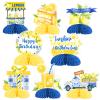 JOYMEMO 8 Pieces Lemon Birthday Honeycomb Centerpieces - Blue Tile and Lemon Birthday Decorations, Double Sided Printing Lemonade Blue Table Decor for Lemon Theme Birthday Party view 1
