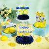 JOYMEMO 8 Pieces Lemon Birthday Honeycomb Centerpieces - Blue Tile and Lemon Birthday Decorations, Double Sided Printing Lemonade Blue Table Decor for Lemon Theme Birthday Party view 3