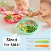 321 Grow Eat with Me Spoon and Fork Set  Toddler Utensils with Easy-Grip Silicone Handles  Kid-Sized & Safe Stainless Silverware  Promotes Independent Eating  Dishwasher Safe (Ocean) view 2