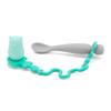 321 Grow  Easy Learn Baby Spoon & Tether Set  Baby Spoon with Tether for Babies and Toddlers  Keeps Spoon Off Floor  Ages 6 mo+  Dishwasher Safe (Bear, Sea Foam) view 1