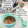321 Grow  Easy Learn Baby Spoon & Tether Set  Baby Spoon with Tether for Babies and Toddlers  Keeps Spoon Off Floor  Ages 6 mo+  Dishwasher Safe (Bear, Sea Foam) view 2