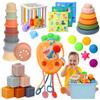 Baby Toys 6 to12 Months, 7 in-1 Montessori Toy for 6-9-12-18 Month Old with Pull String Toy, Sensory Bin Toys, Stacking Baby Blocks & Soft Infant Ring & Sensory Ball, Stacking Cups for Toddler 1-3Gift view 1