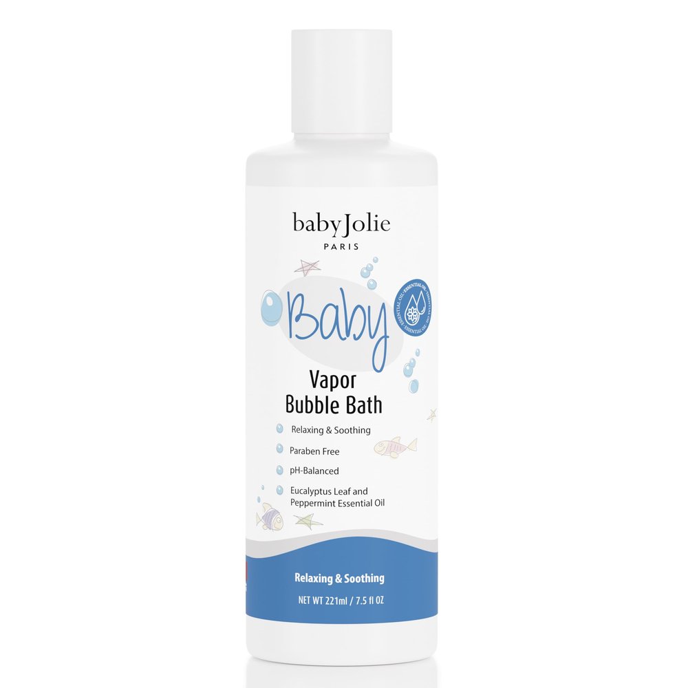 Baby Jolie Vapor Bubble Bath - Baby & Kids Bathing Aromatherapy for Stuffy Nose and Cough Relief, Made with Eucalyptus and Peppermint Extract, Natural Essential Oils, 7.5 oz