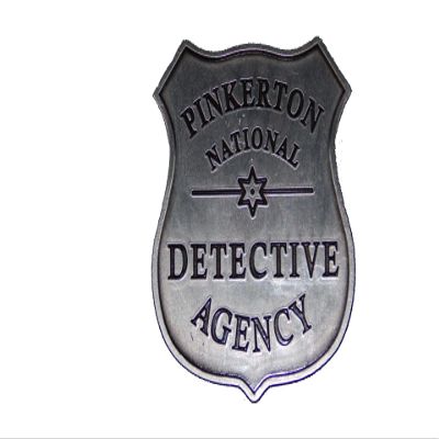Old West Badges Pinkerton Detective Badge Metal Costume Prop Silver Color