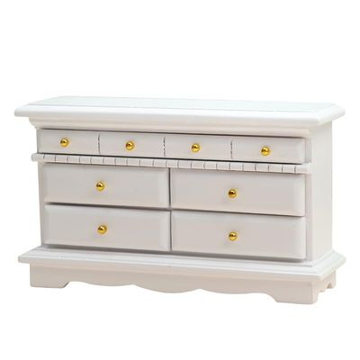 AirAds Dollhouse 1:12 Scale Dollhouse Miniature Accessories Doll Furniture Chest with Drawers White Storage