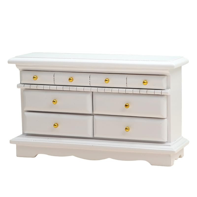 AirAds Dollhouse 1:12 Scale Dollhouse Miniature Accessories Doll Furniture Chest with Drawers White Storage