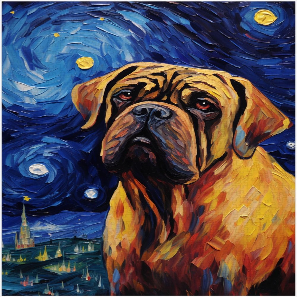 Starry Night Mastiff Jigsaw Puzzle 300/500/1000 Piece (1000pc (5075cm))