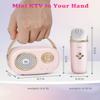 PRUNUS C20 Mini Karaoke Machine,Valentines Day Gifts for Her Him Kids Mens,Portable Bluetooth Speaker with 2 Wireless Microphone for Boys Girls 3-12+ Years Old Birthday Party Pink view 4
