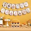 1st Birthday Photo Banner for Western Cowboy from Newborn to 12 Months, Brown Monthly Milestone Photograph Rustic Bunting Garland, First Rodeo Birthday Party Decorations Supplies view 2