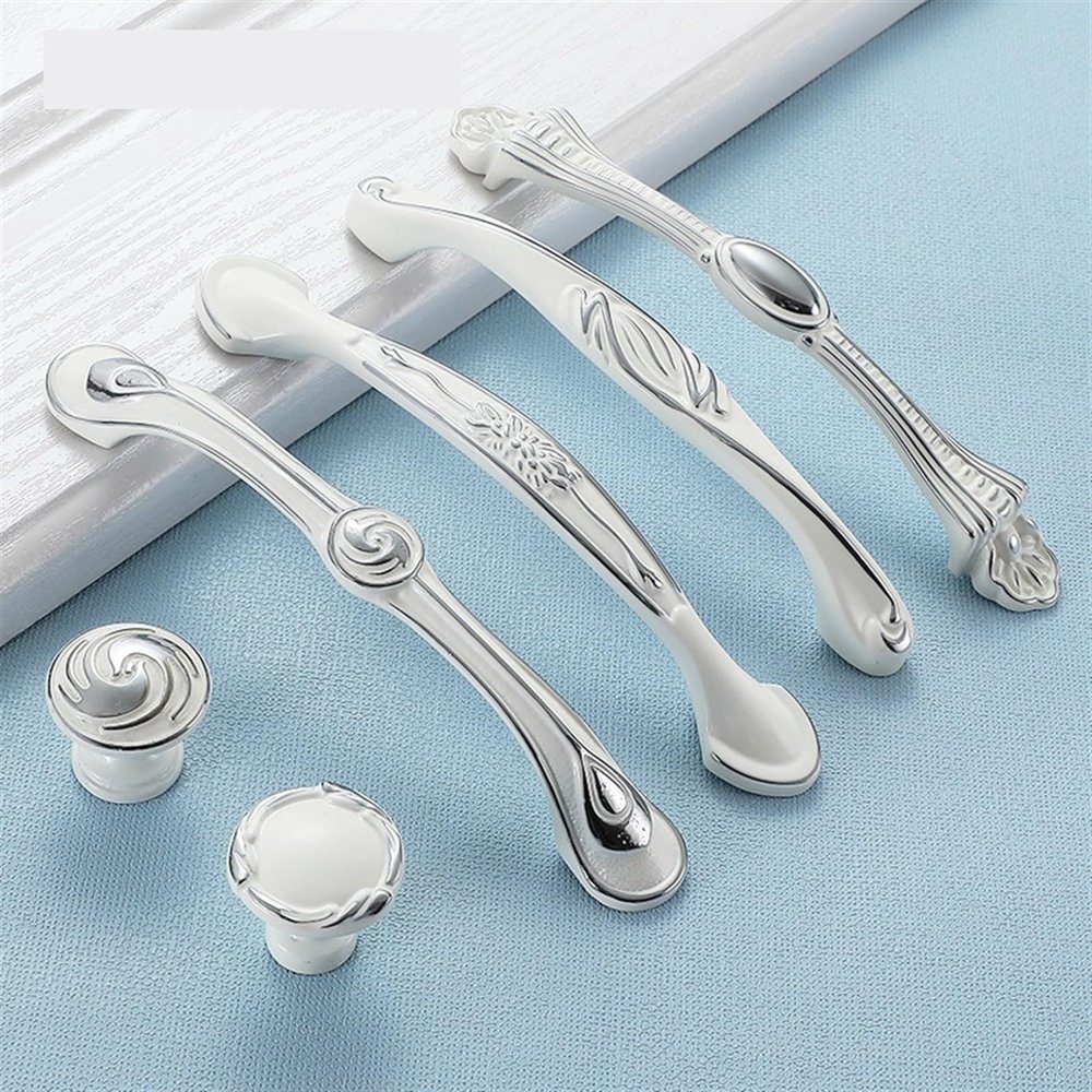 Zinc Alloy White Cabinet Handles Kitchen Cupboard Door Pulls Drawer Knobs Fashion Furniture Handle Hardwar 1Pcs (Color : 937-single)
