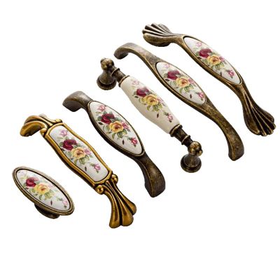 HASMI 96mm/128mm Antique Bronze Handles Furniture Ceramic Handles for Cabinet and Drawer Knobs Wardrobe Zinc Alloy Door Handles 1Pcs (Color : MBS0020-1)