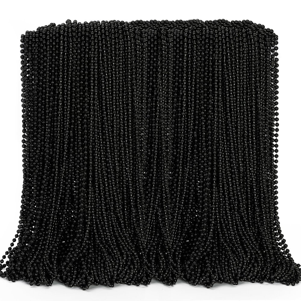 144PCS Bead Necklace, Black Mardi Gras Bead Necklace Party Favors, 33" Metallic Mardi Gras Round Beaded Bulk, Festival Parade Throw Accessories for Mardi Gras Carnival Halloween Party Supplies Decor